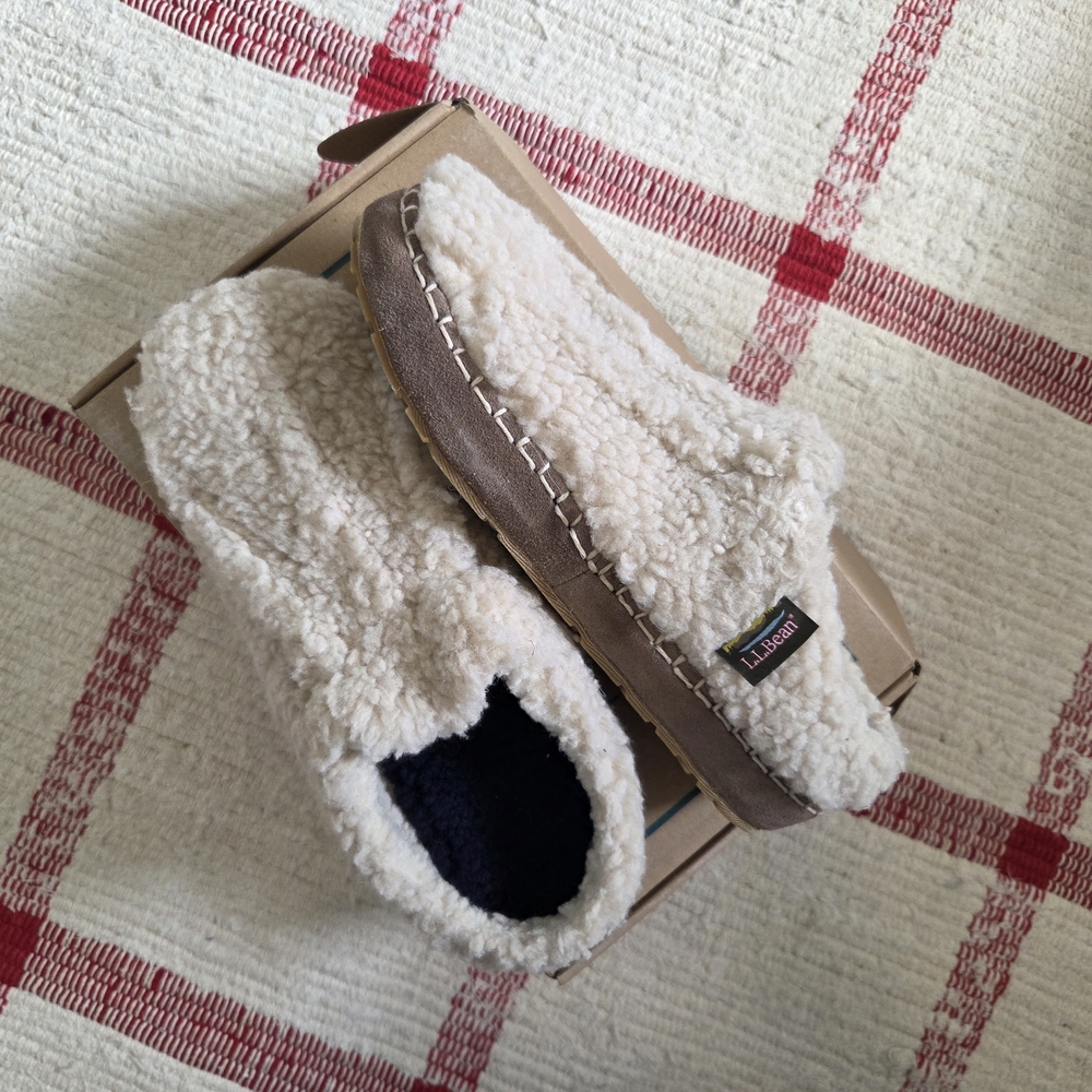 L.L.Bean Cream Sherpa Slippers